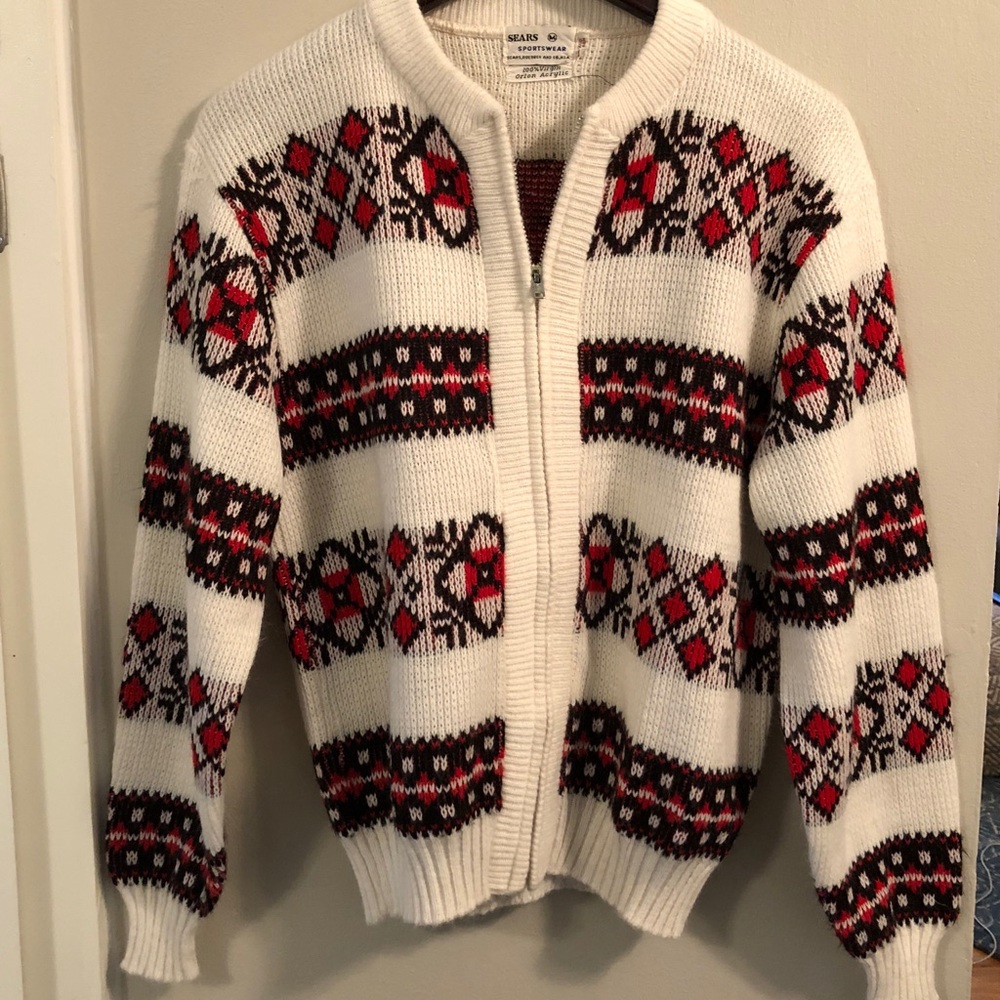 Vintage 70’s Sweater Cardigan Ugly Christmas SEARS